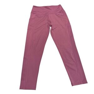 LegEnd Women's Dusty Rose Pocket Athletic Leggings Soft Pink Size Large